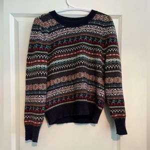 J. Crew Puff-Sleeve Fair Isle Crewneck Sweater